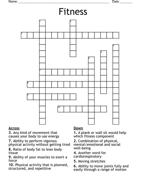 fitness crossword clue|physical fitness Crossword Clue & Synonyms